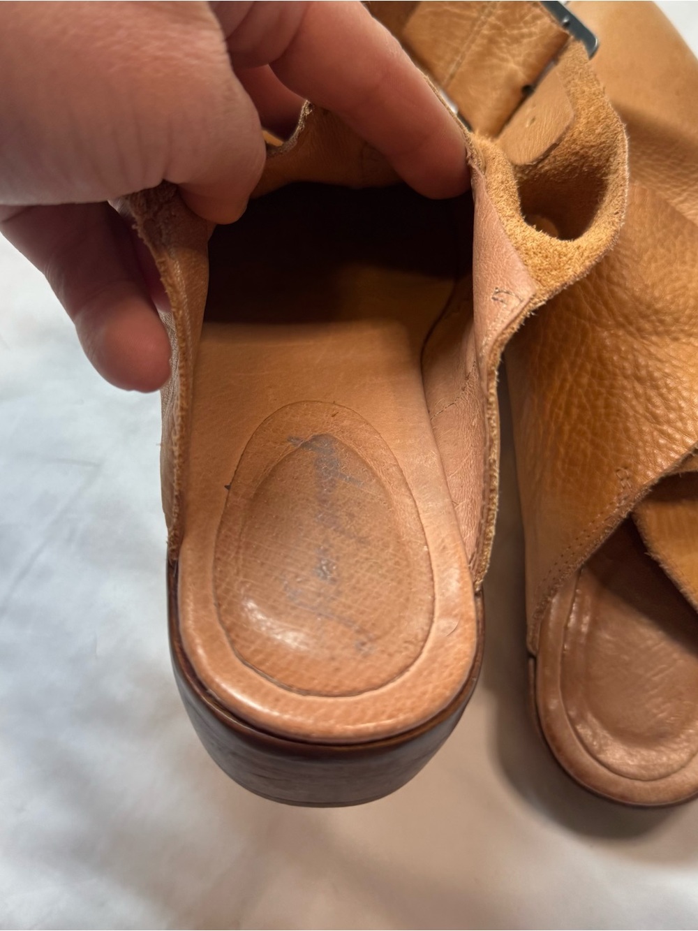 Free People Cognac Leather Pointed Buckle Mules - Picture 5 of 8